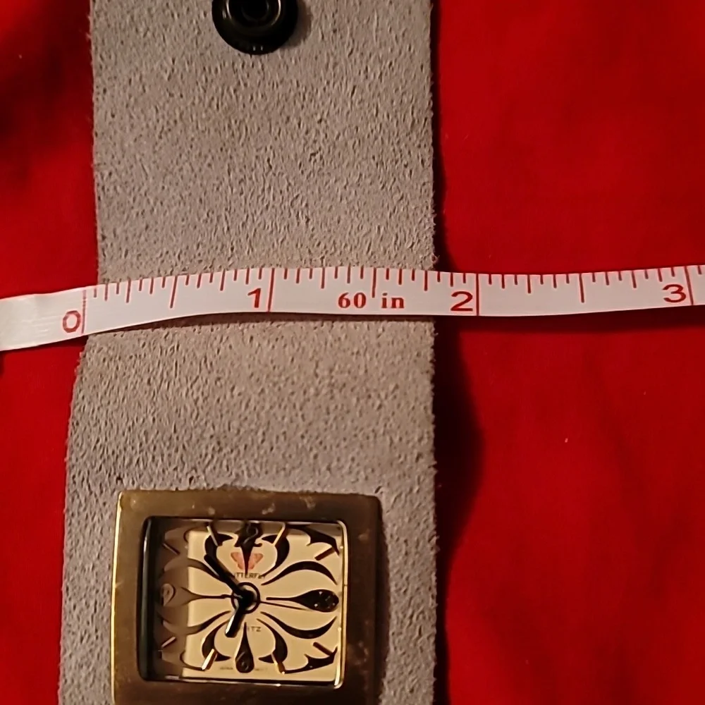 2 Suede Leather Fringed Wrist Cuffs With Watches‎ Western Biker Boho Grey Beige